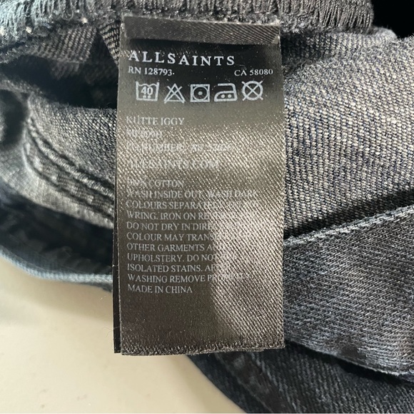 All Saints Iggy Jeans Dark Wash Button Fly Straight Leg Men’s Size 30 - Picture 7 of 8